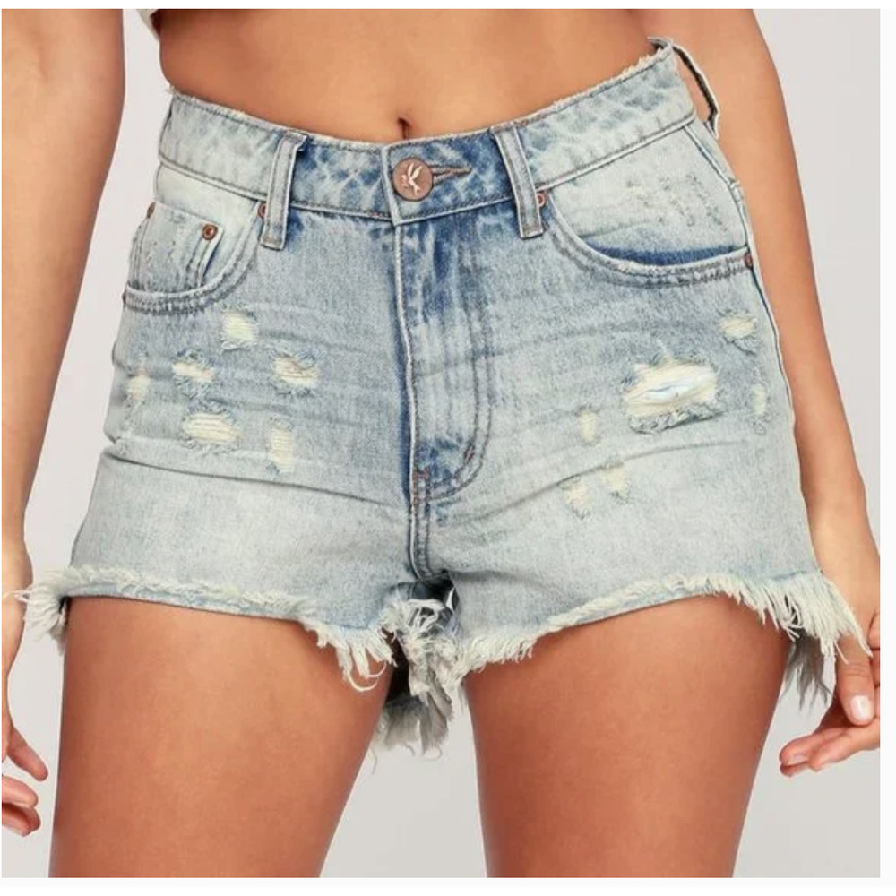 One by One Teaspoon bandit high waist bonita Raw Hem Distressed Short 26